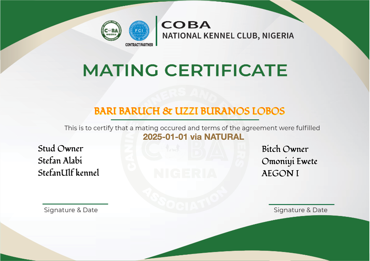 Mating Certificate